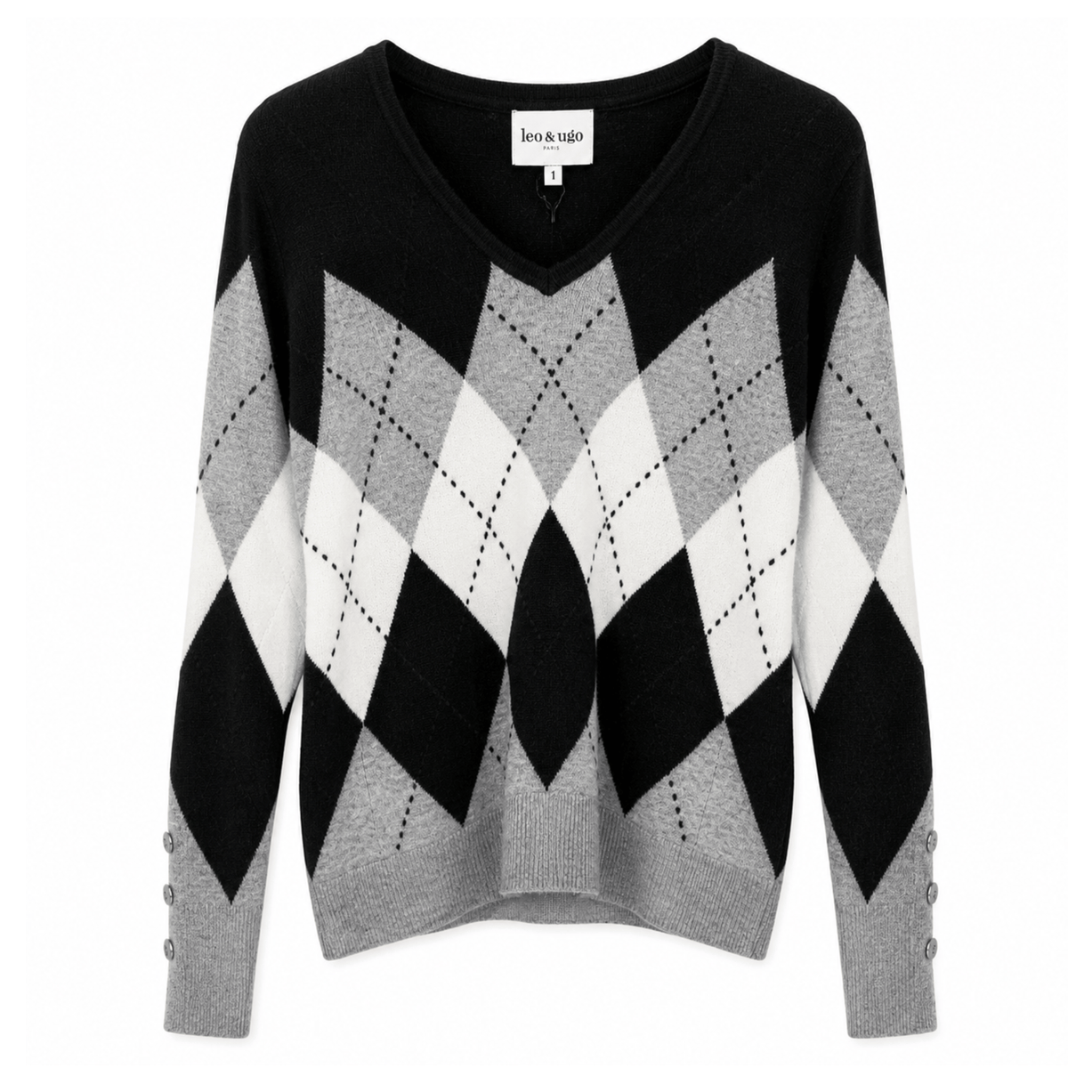 Argyle V Neck Pink Sweater