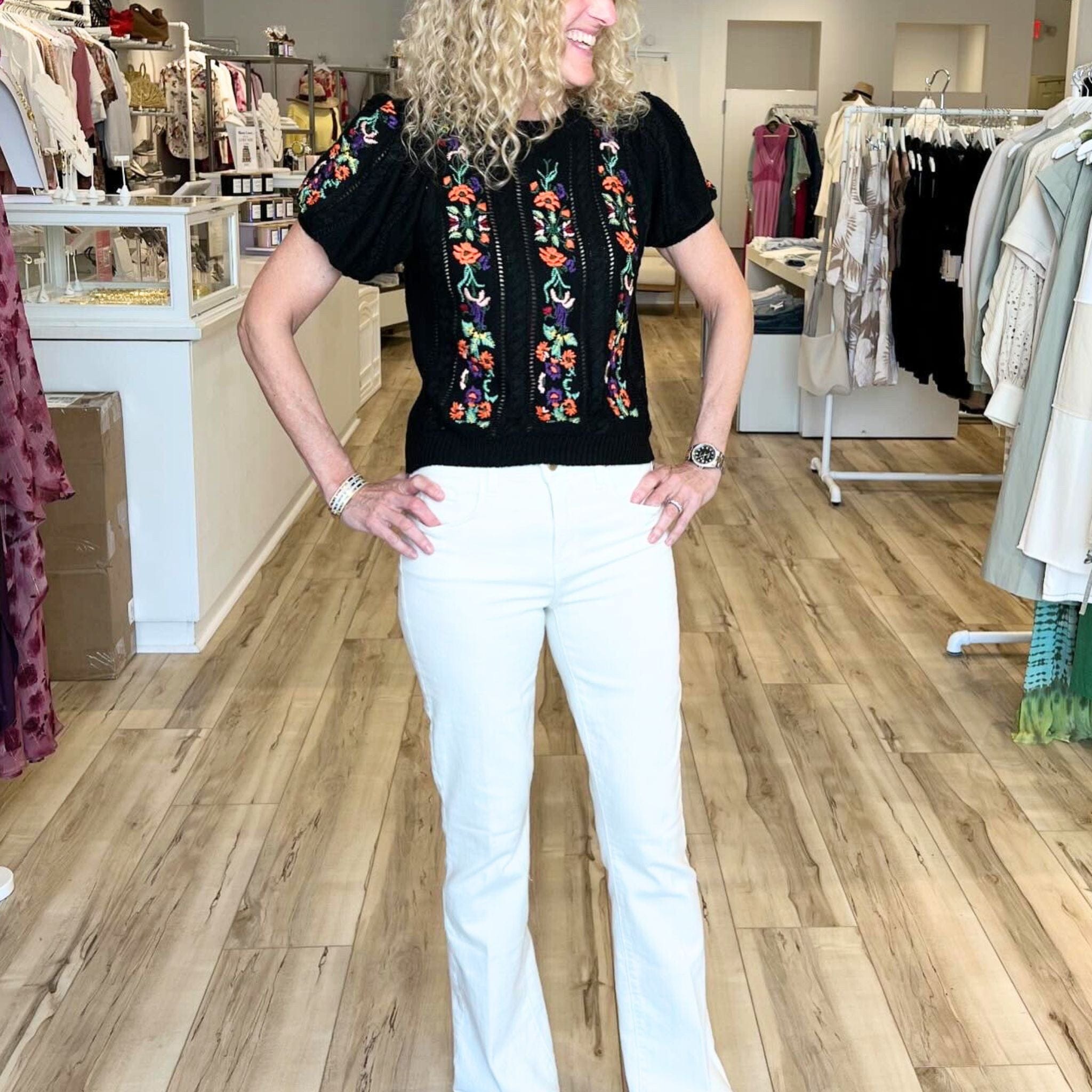 CSS - Floral Knitted Top