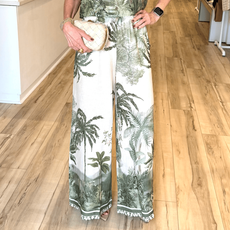 CSS - Palm Print Wide-Leg Pants