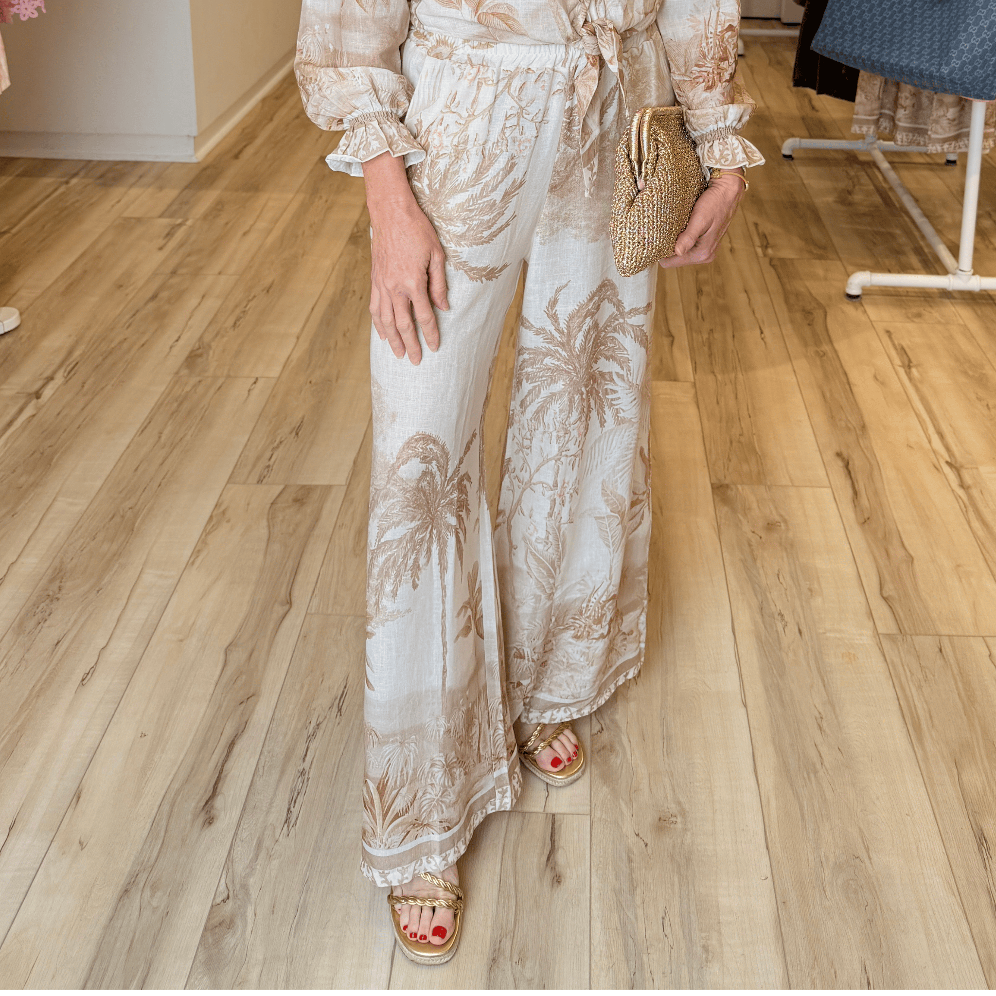 CSS - Palm Print Wide-Leg Pants