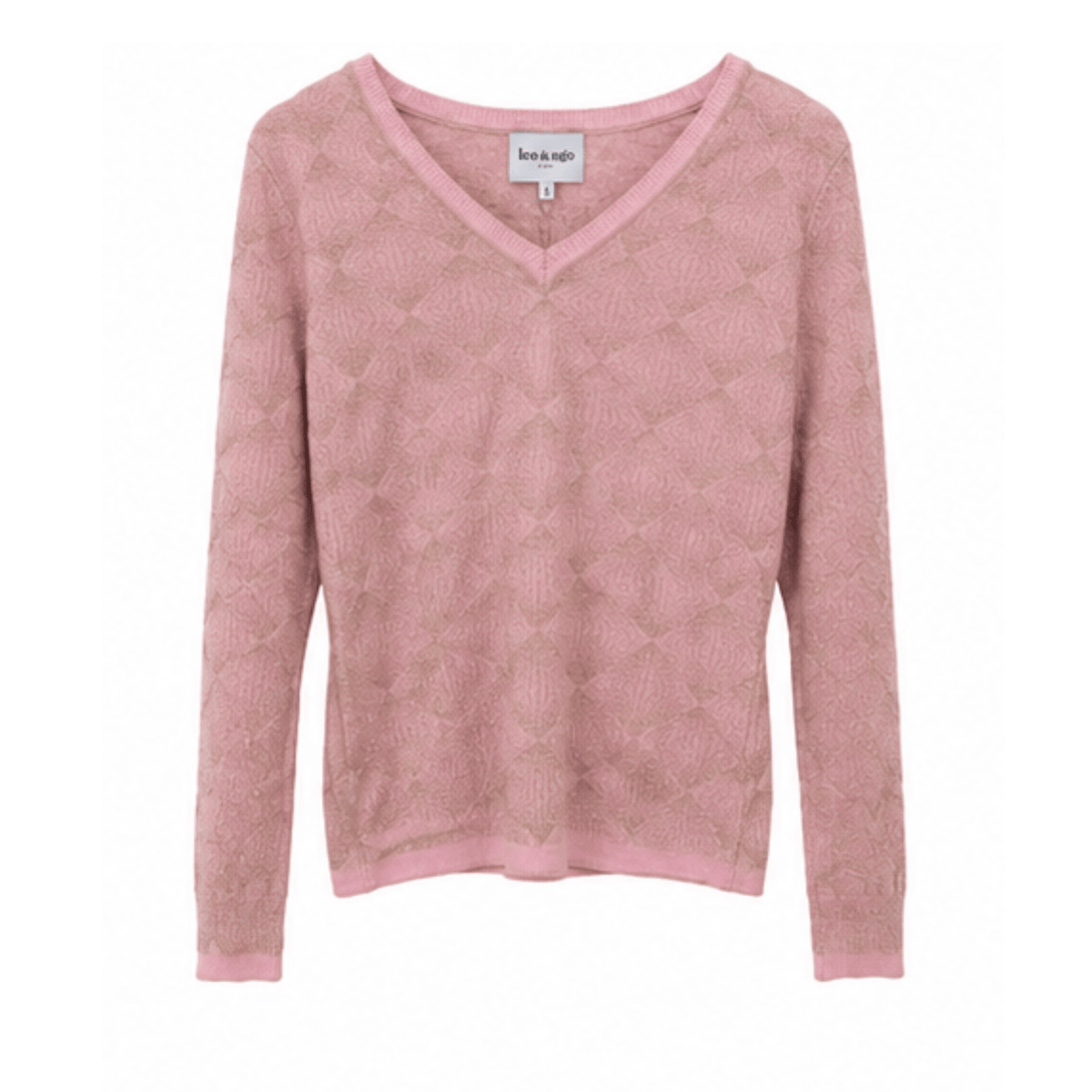 V Neck Diamond Pattern Sweater