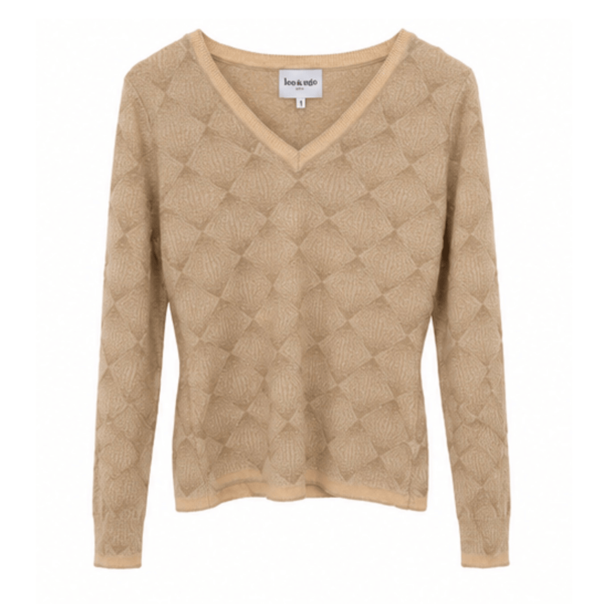V Neck Diamond Pattern Sweater