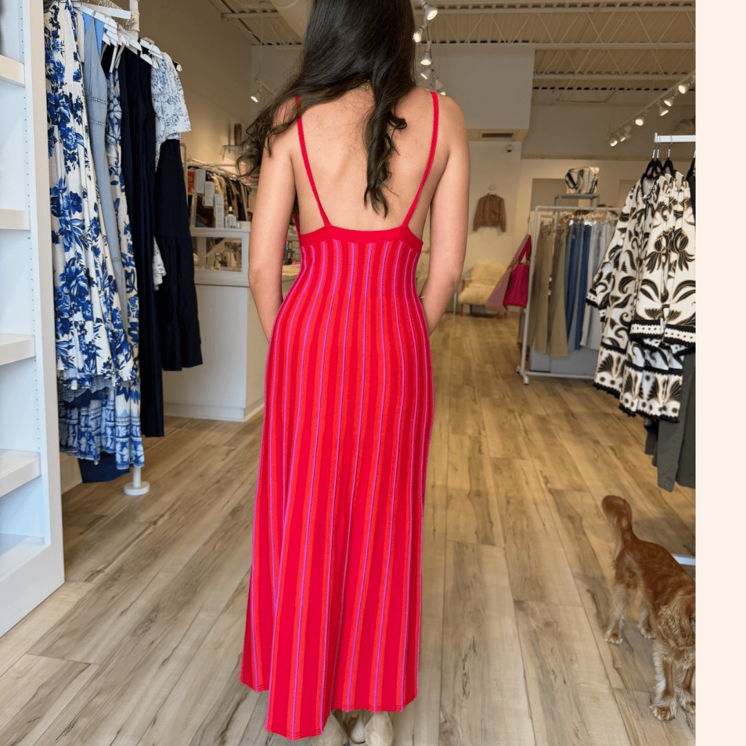 Cali Cuerpo Brazilian Knit Maxi Dress – Red Multi