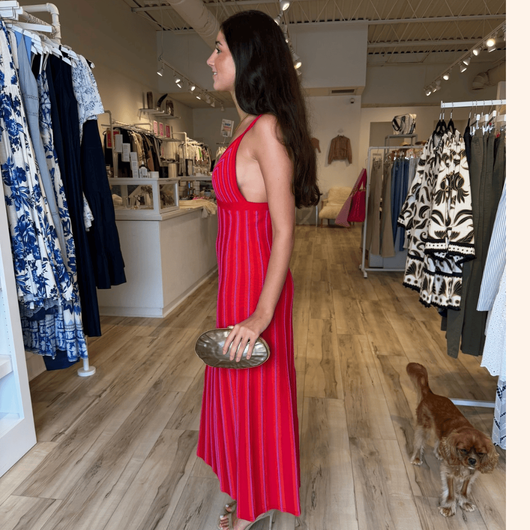 Cali Cuerpo Brazilian Knit Maxi Dress – Red Multi