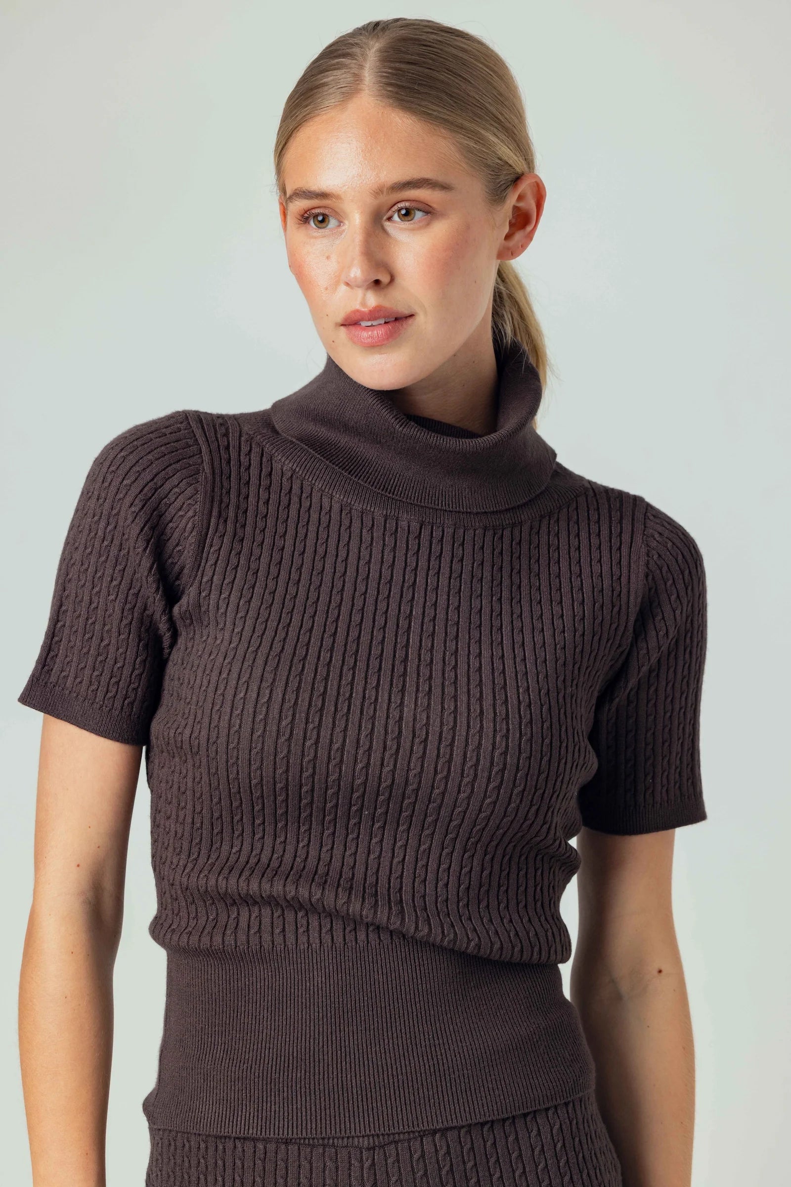 Chocolate Cableknit Dione Sweater