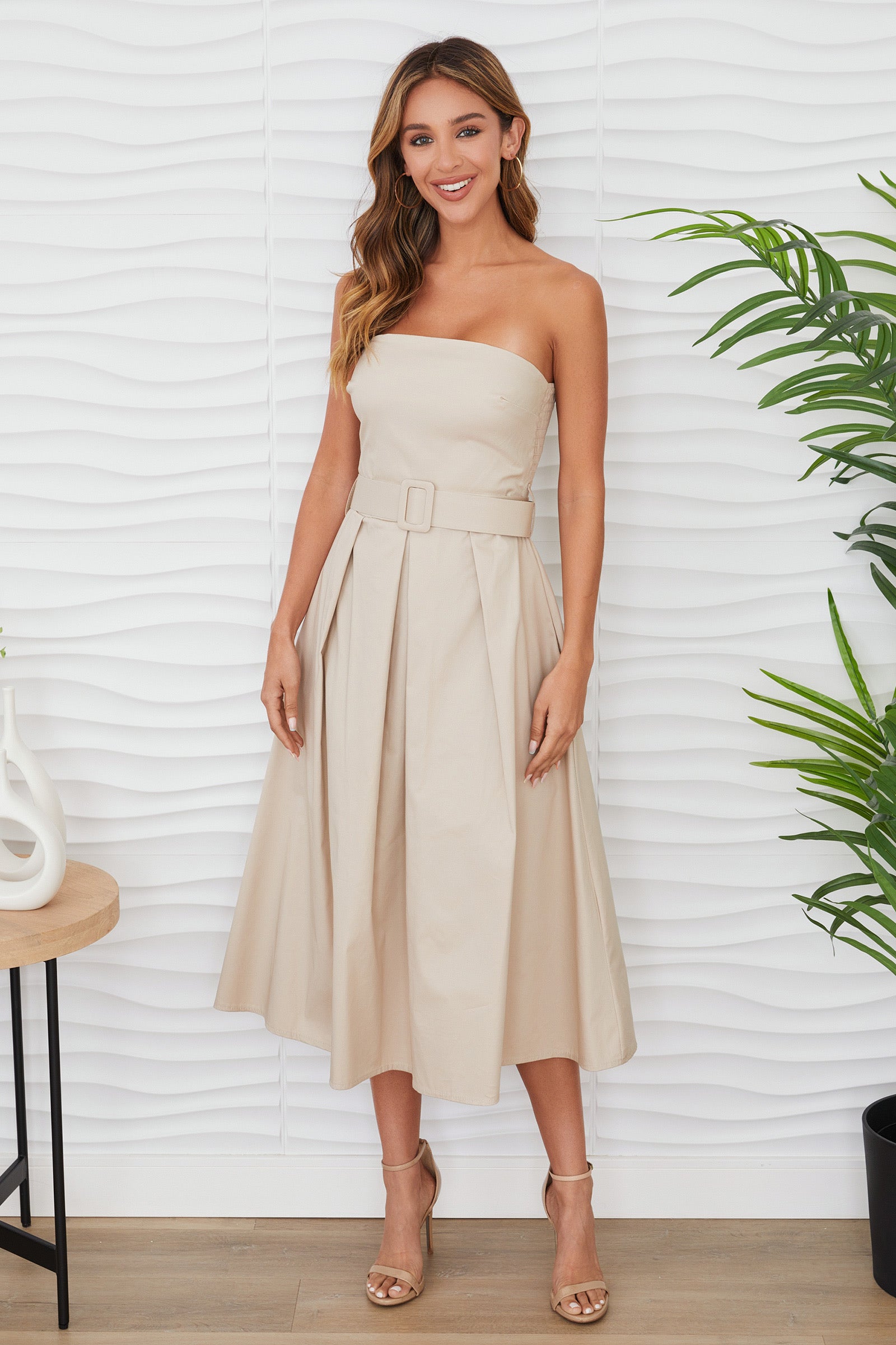 CSS - Beige Midi Dress