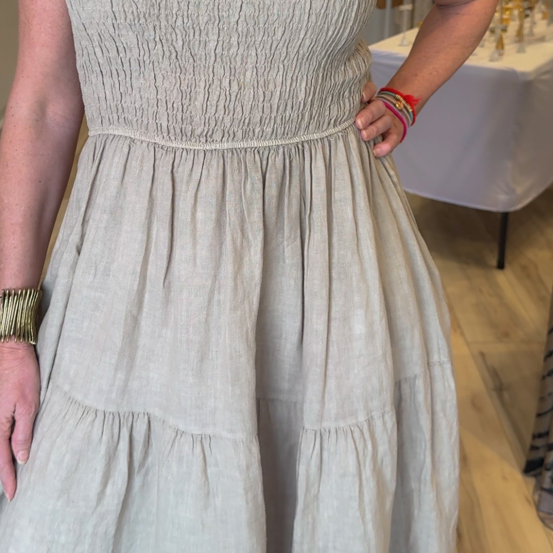 CSS - The Capri Linen One-Shoulder Chic Dress