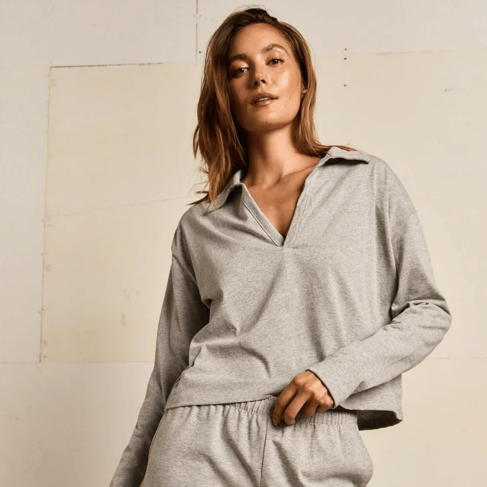 Alison Heather Grey Jersey Top