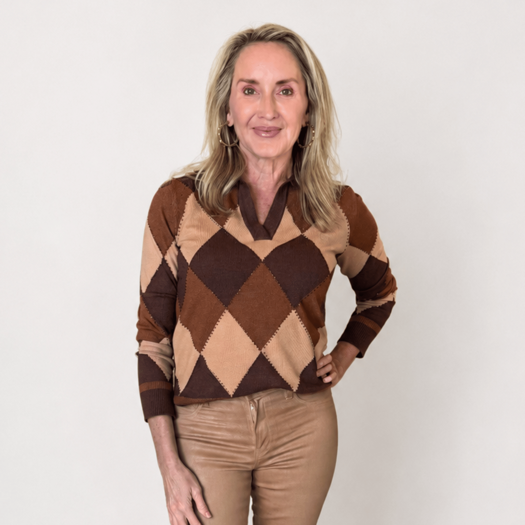 Arglye Polo Brown Sweater