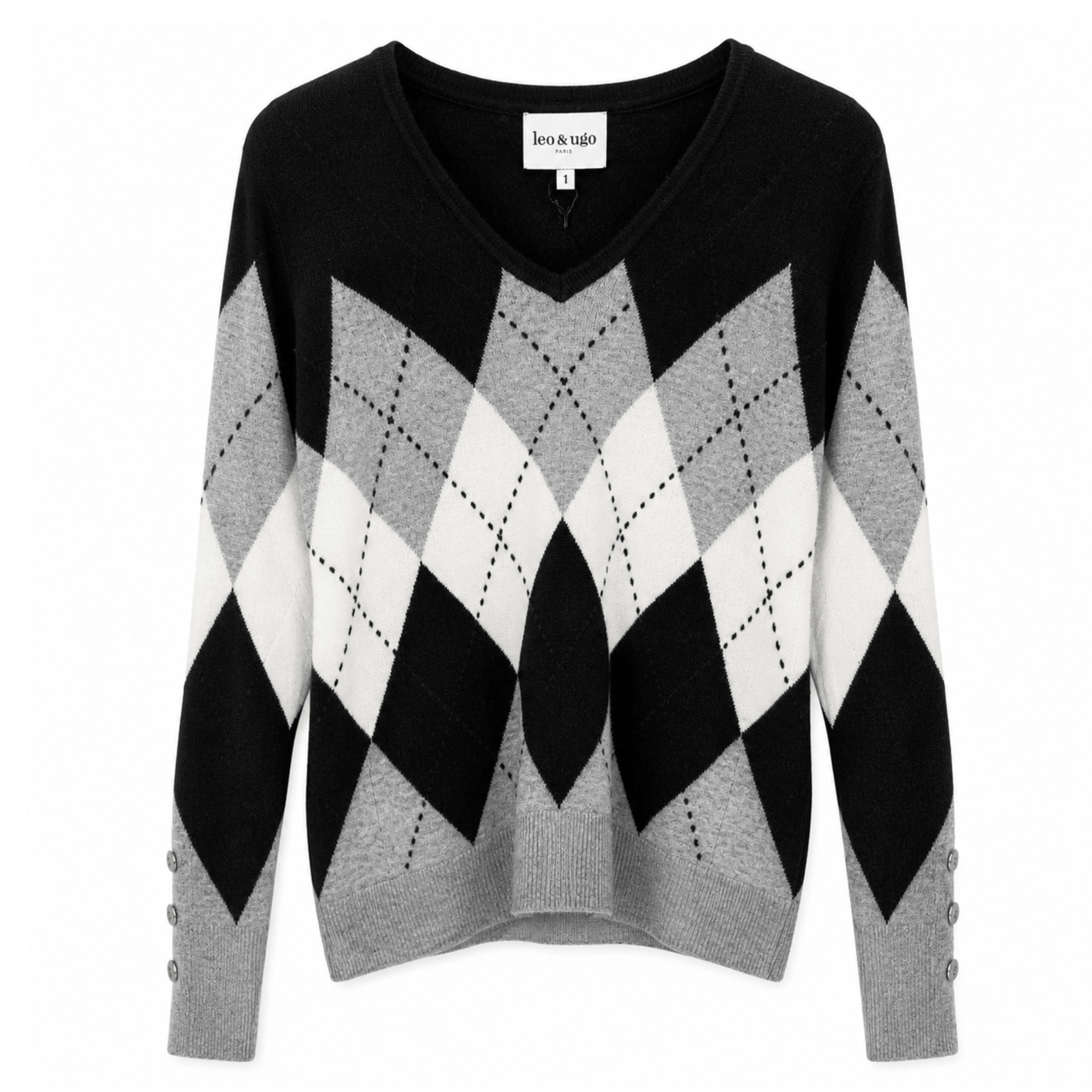 Argyle V Neck Pink Sweater