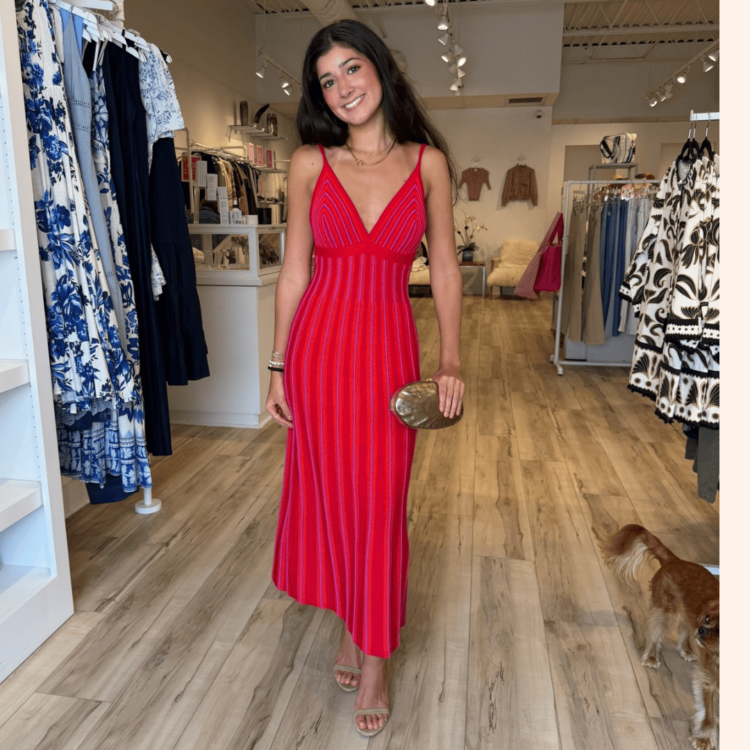 Cali Cuerpo Brazilian Knit Maxi Dress – Red Multi