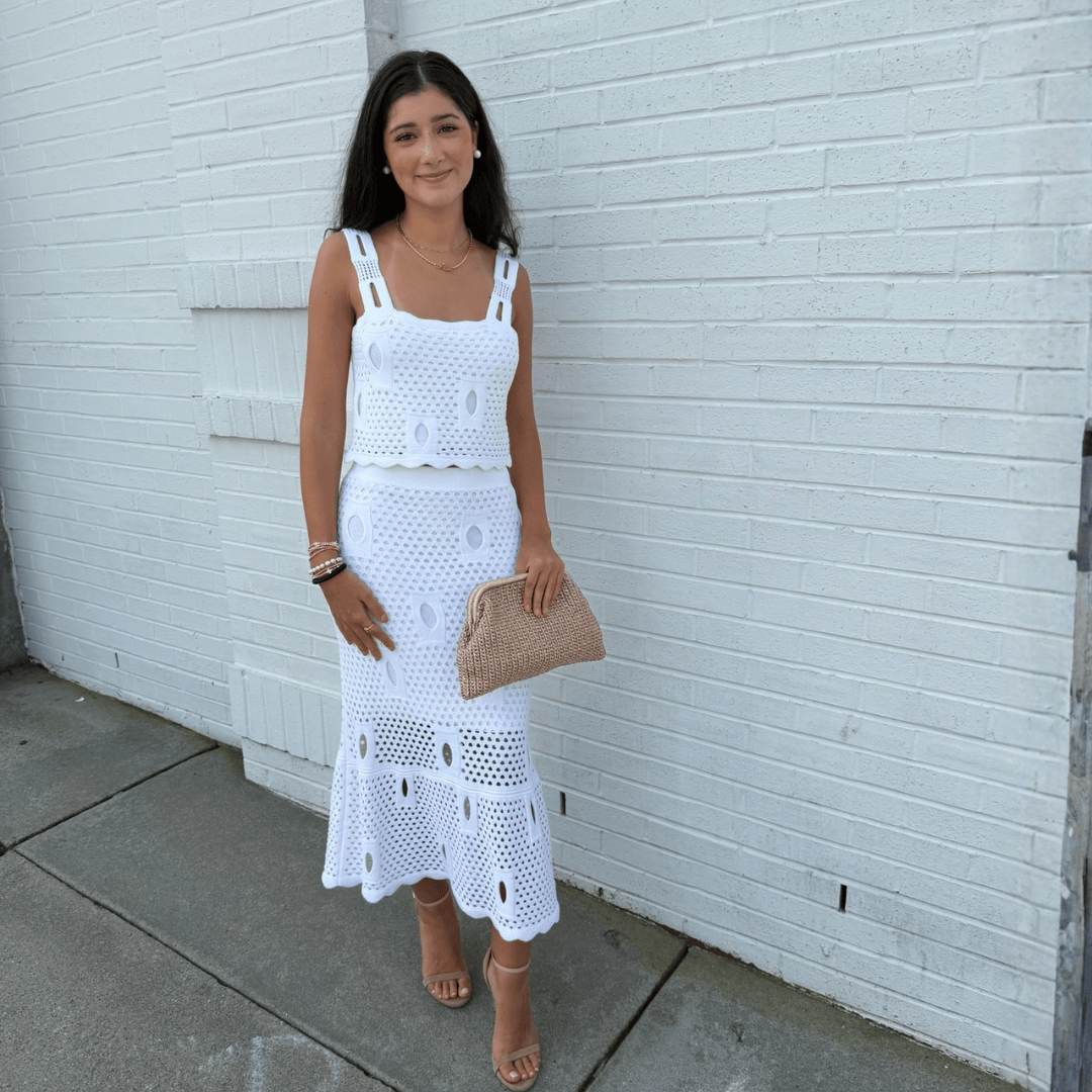 Cali Cuerpo Two-Piece Knit Skirt Ivory