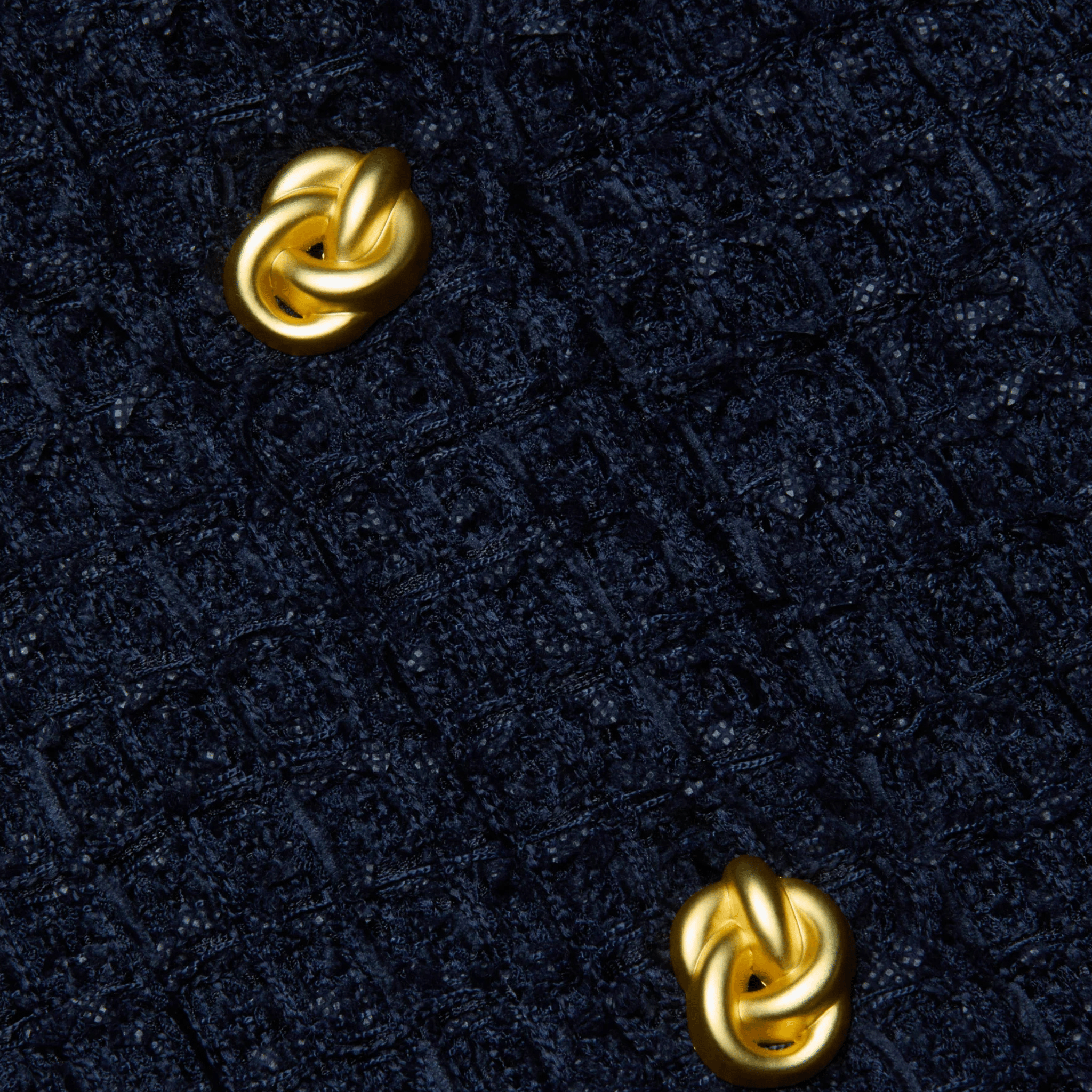 Cove Cropped Navy Tweed Jacket with Gold Buttons