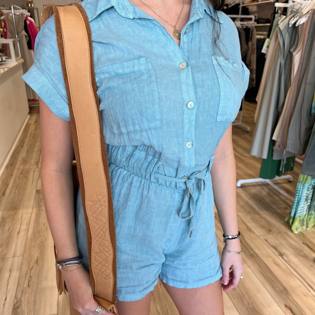 CSS - Light Blue Linen Romper