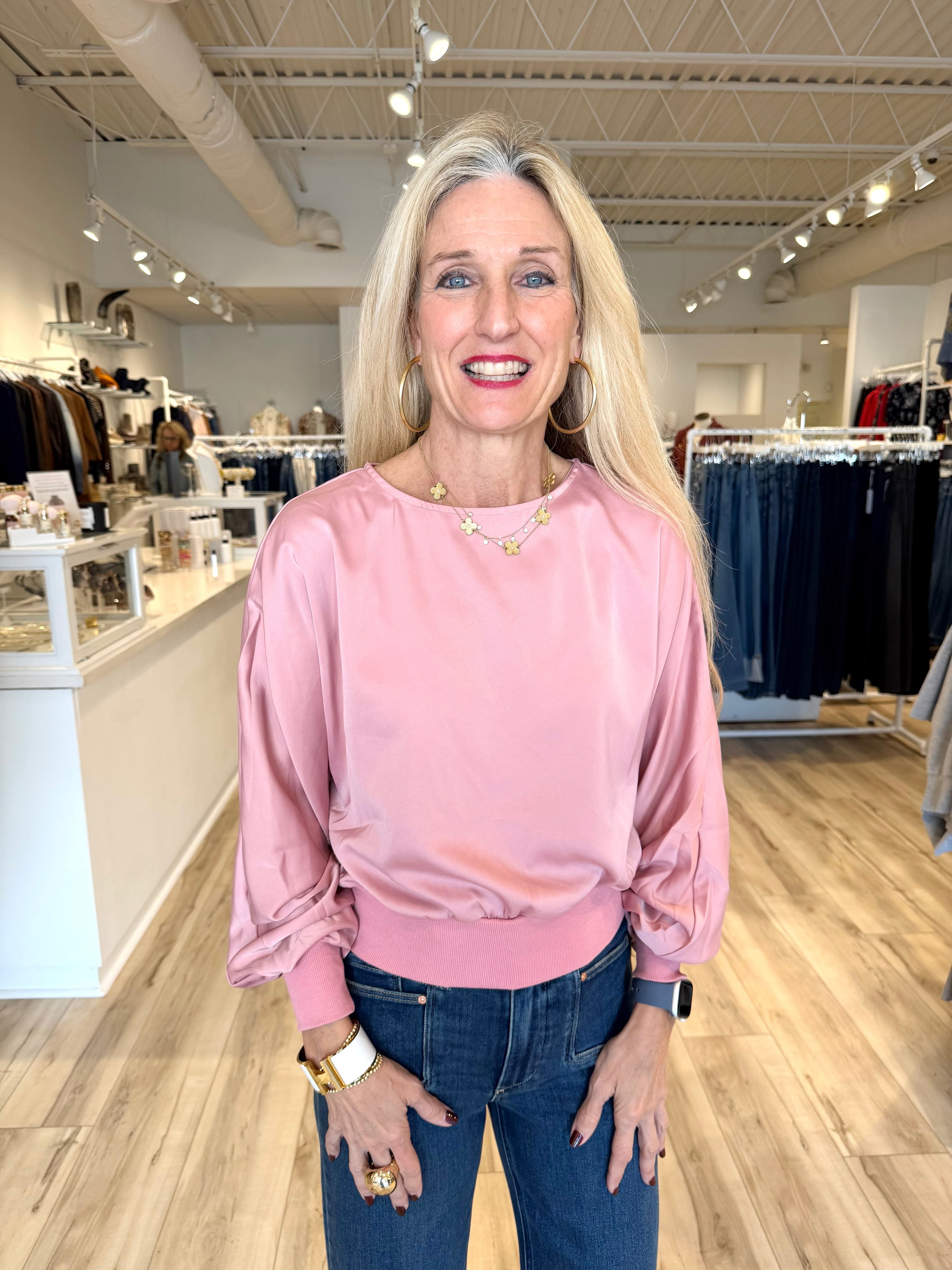 CSS - Nina LT Pink Satin Top | Range Boutique