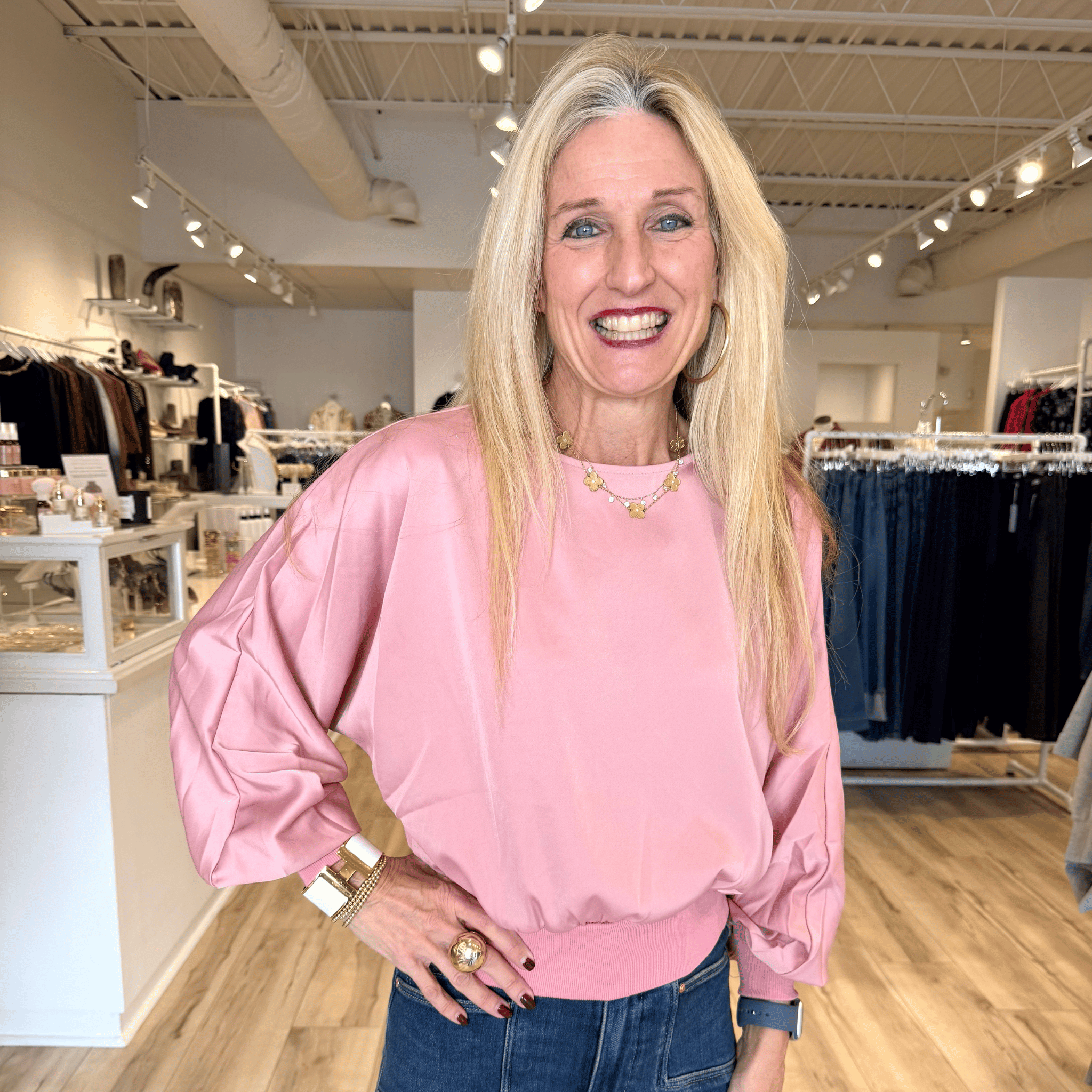 CSS - Nina LT Pink Satin Top | Range Boutique