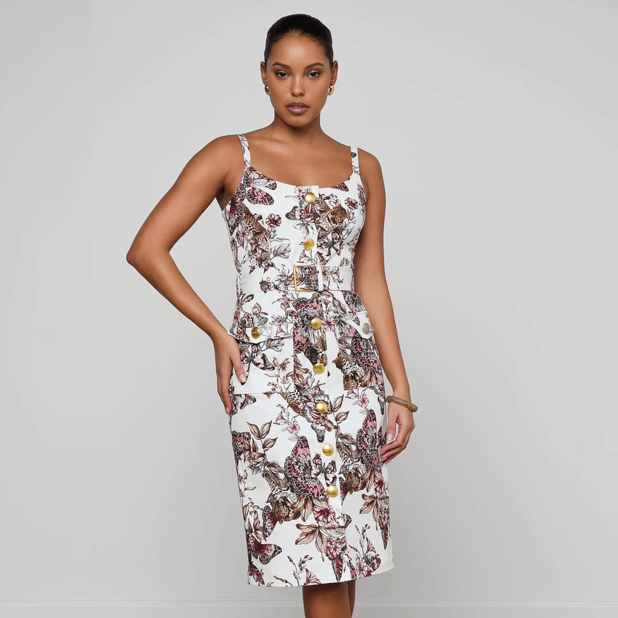 Ida White Floral Print Dress
