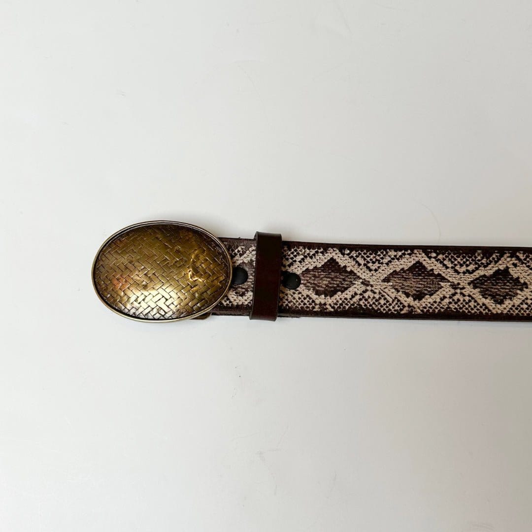 Italian Leather Snake Print Belt