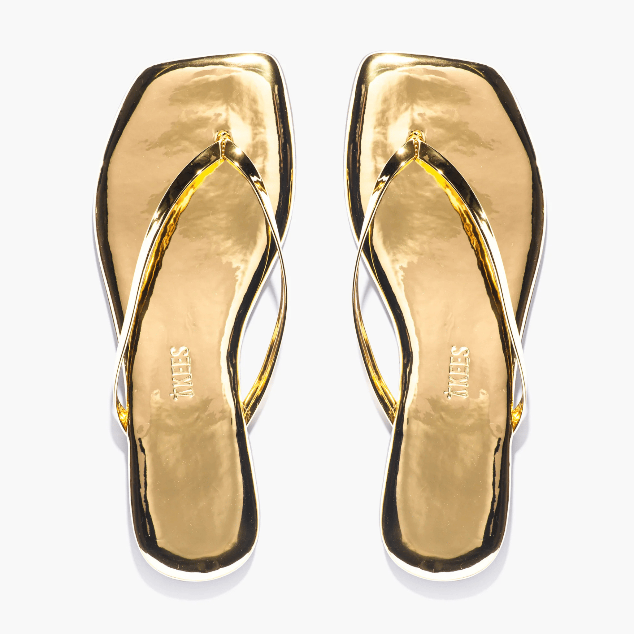 Mirror Gold Square Toe Flip Flop