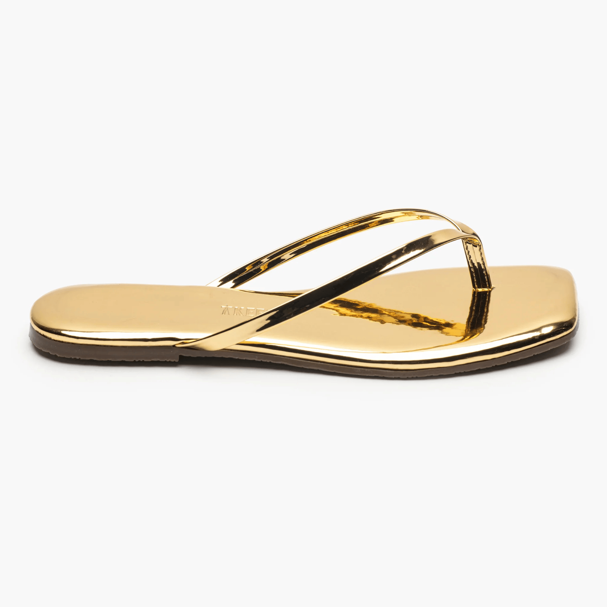 Mirror Gold Square Toe Flip Flop