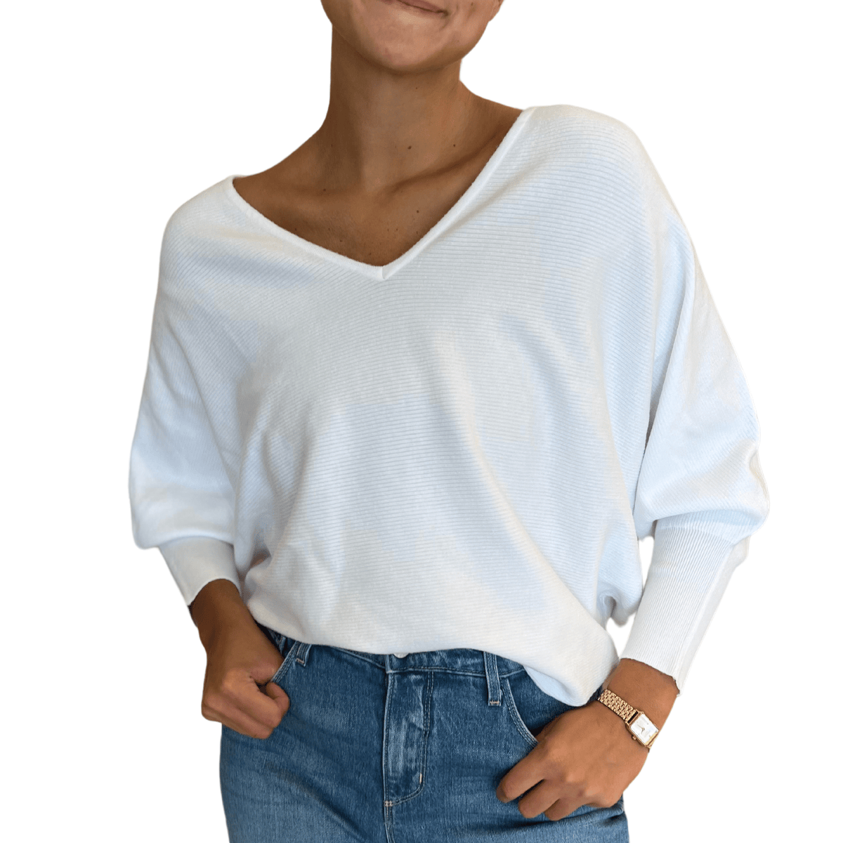 The Magic Sweater V in White | Range Boutique