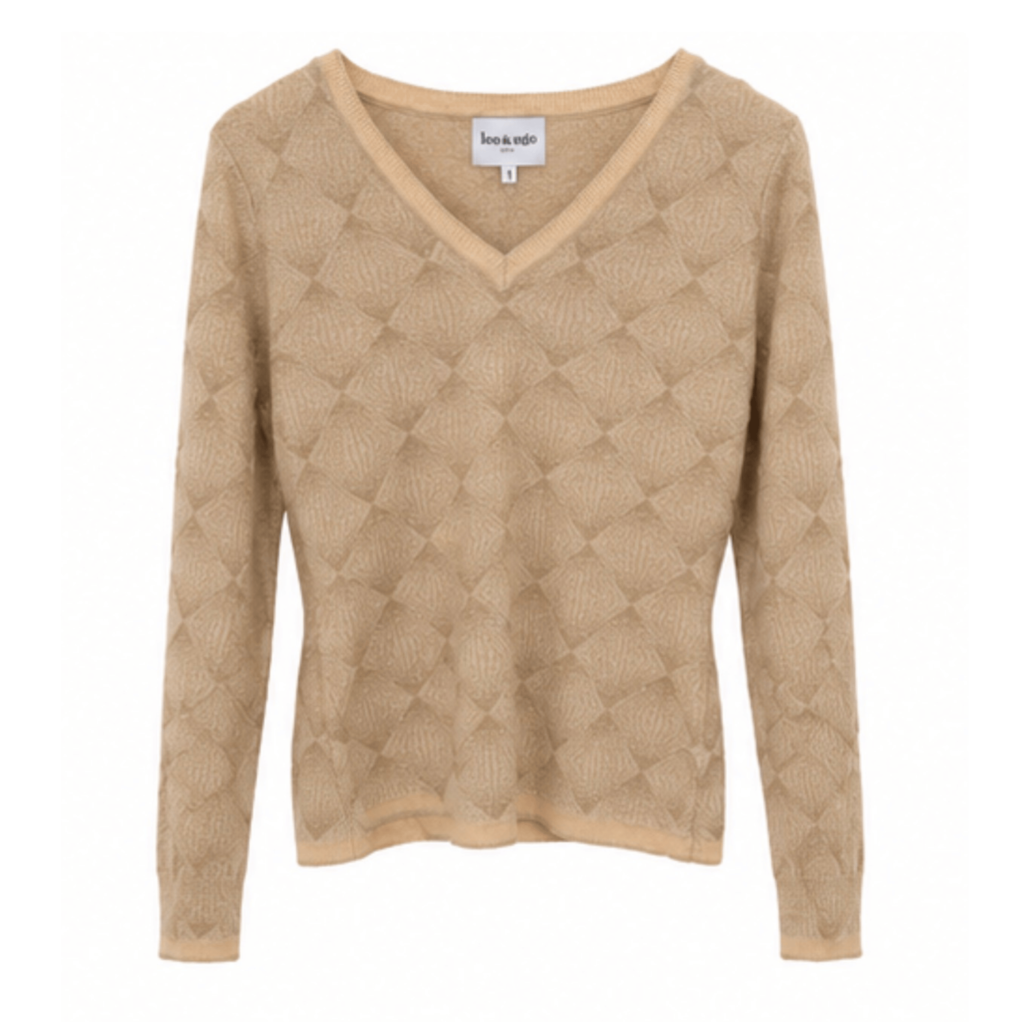 V Neck Diamond Pattern Sweater